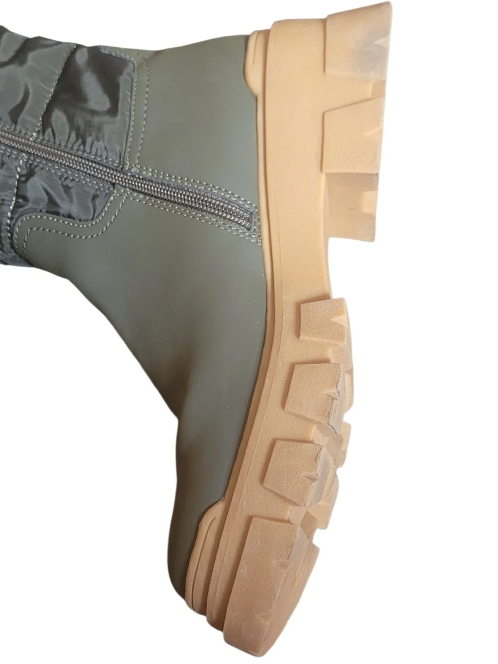 Steve Madden Quilted Olive Tall Boots with Tan Lug Sole